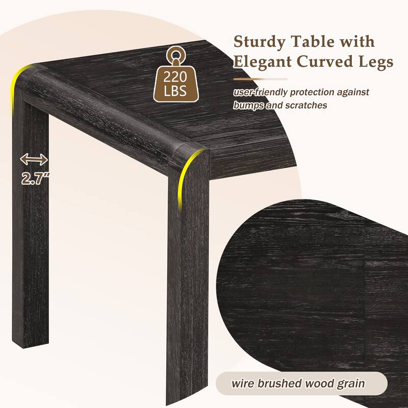 Roomfitters Extendable Dining Table Set for 4-6, Farmhouse Table with Upholstered Chairs & Bench, Rustic Curved Design