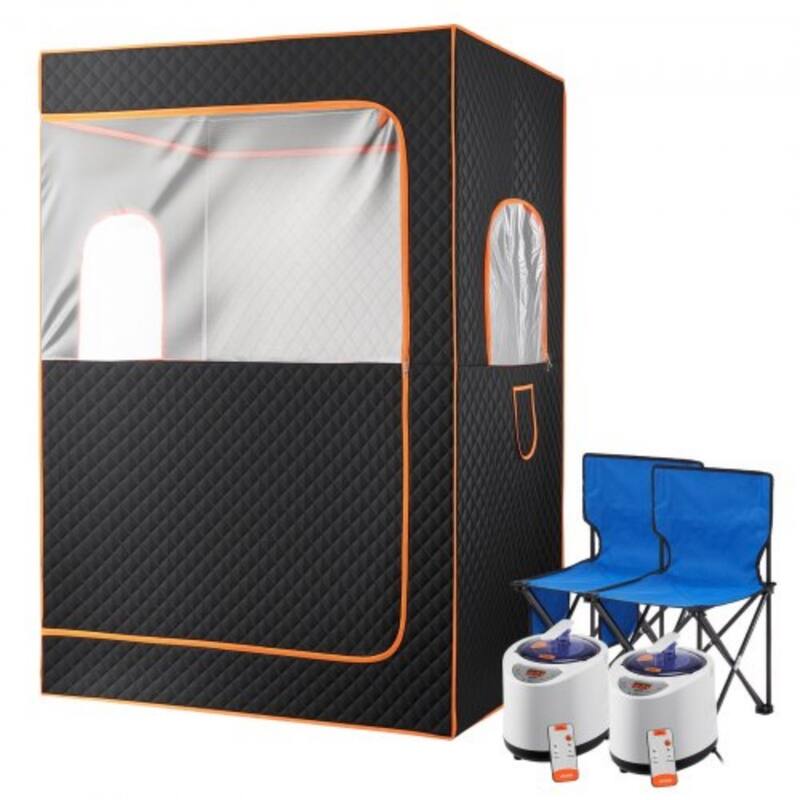 2 Person Full-Body Steam Sauna Tent with Adjustable Temperature and 2.6L Steam Pot Included Foldable Chair