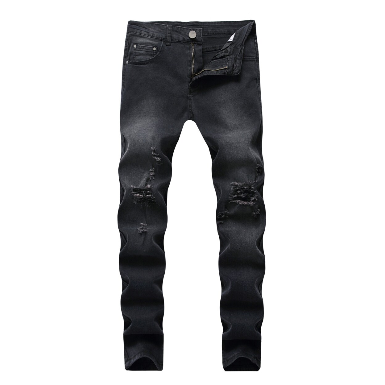 biker jeans with zippers and rips