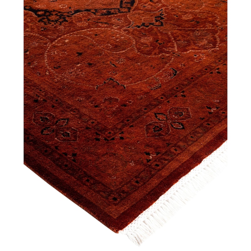 Overdyed One-of-a-Kind Hand-Knotted Area Rug - Orange - 4' 7" x 7' 1"