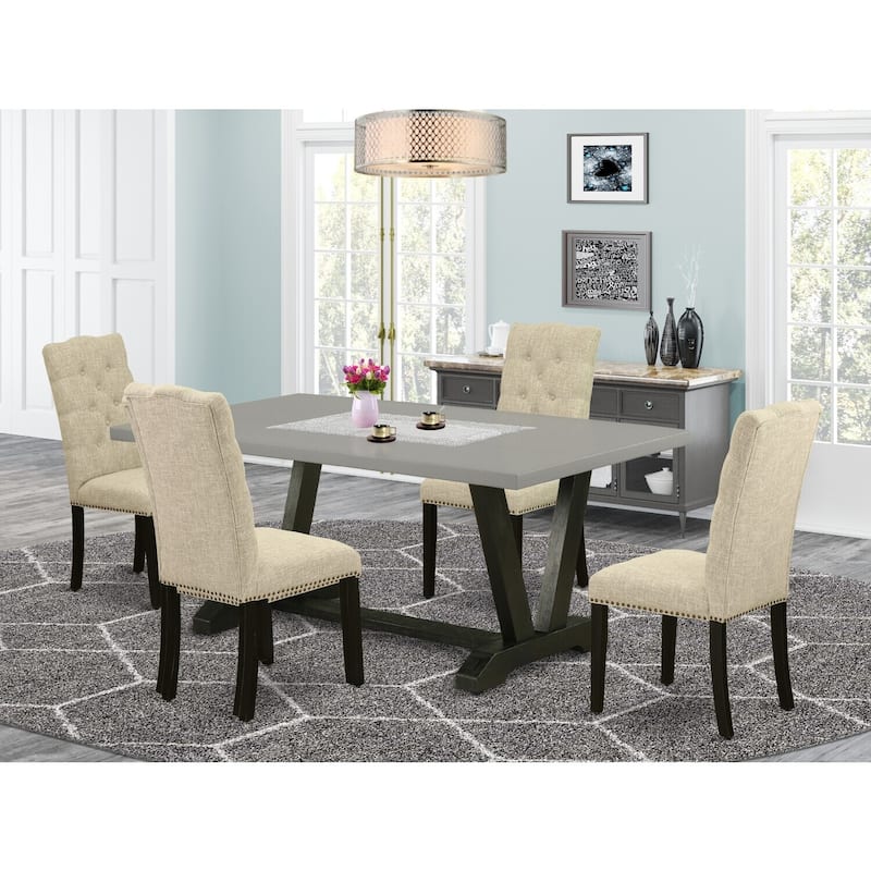 5-Piece Dining Room Table Set with Parson Chairs - Modern Kitchen Table Set - 72