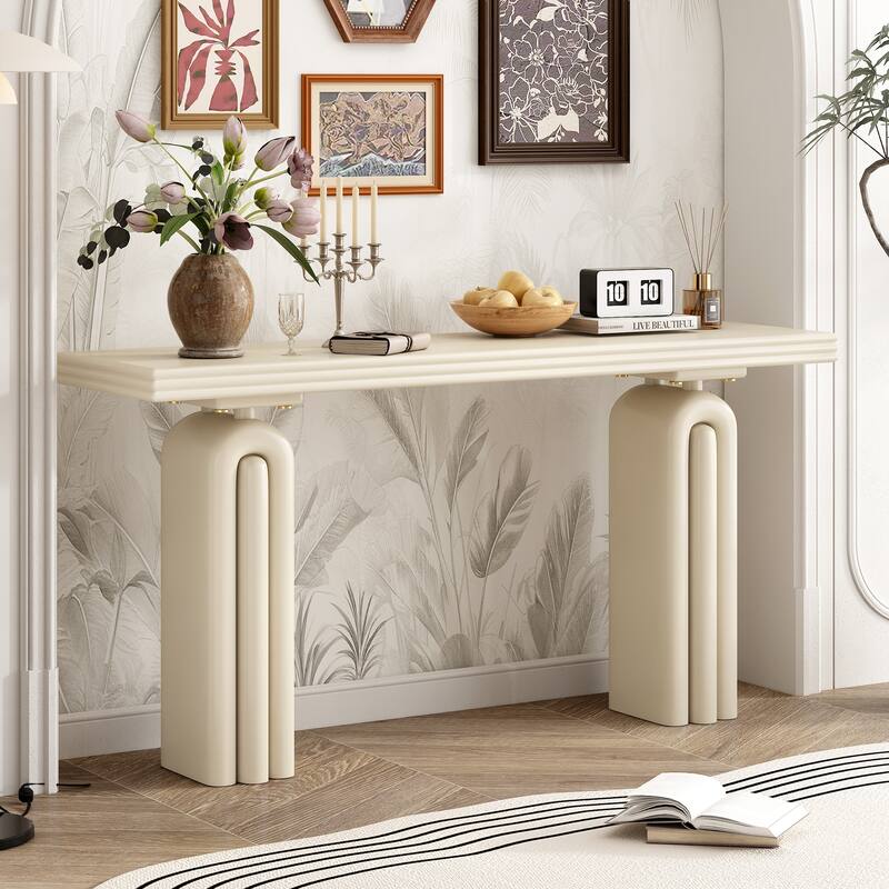 Acacia Veneer Console Table with Curved Table Legs, Accent Table Sofa Table Hallway Tables for Hallway Living Room