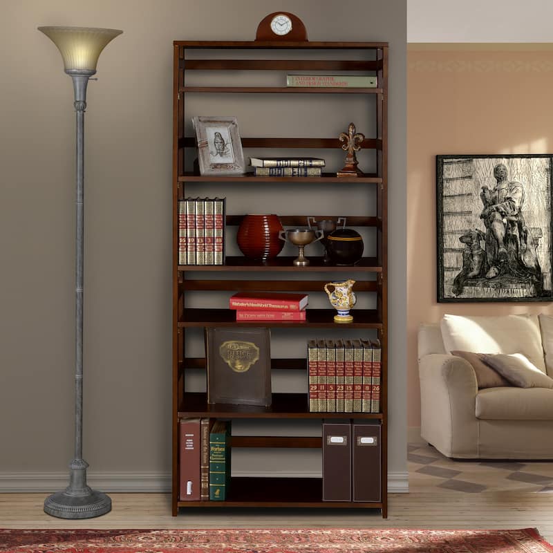 Fairway 67" High Folding Bookcase- Mocha Walnut