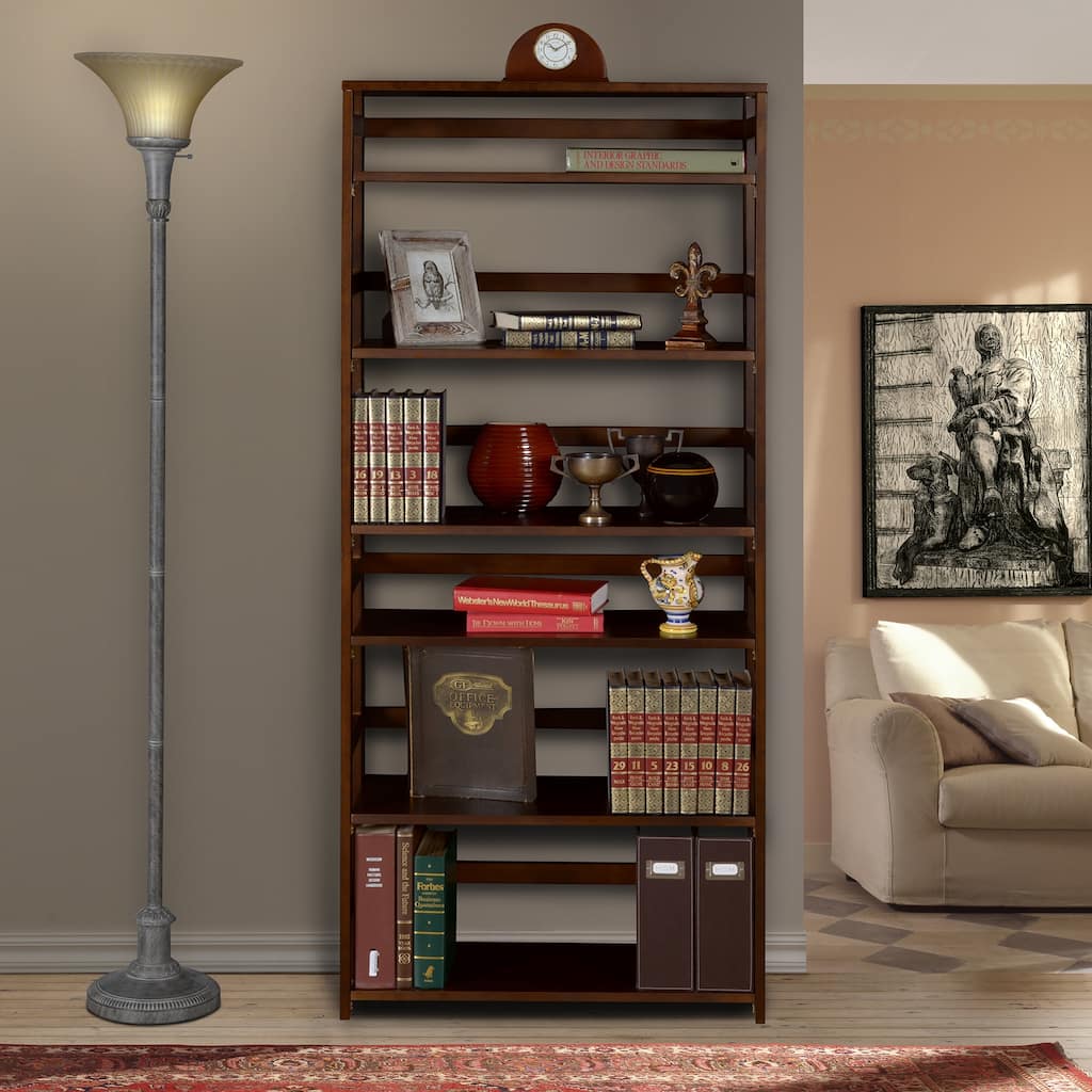 Fairway 67" High Folding Bookcase- Mocha Walnut