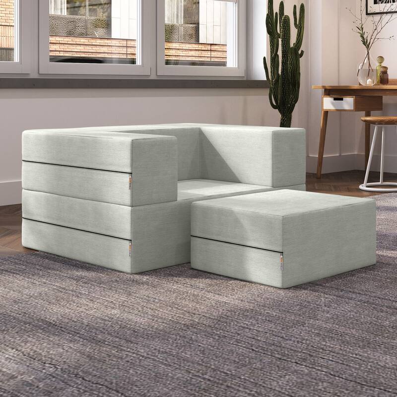 Jaxx Zipline Convertible Sleeper Chair and Ottoman/ Twin-size Bed
