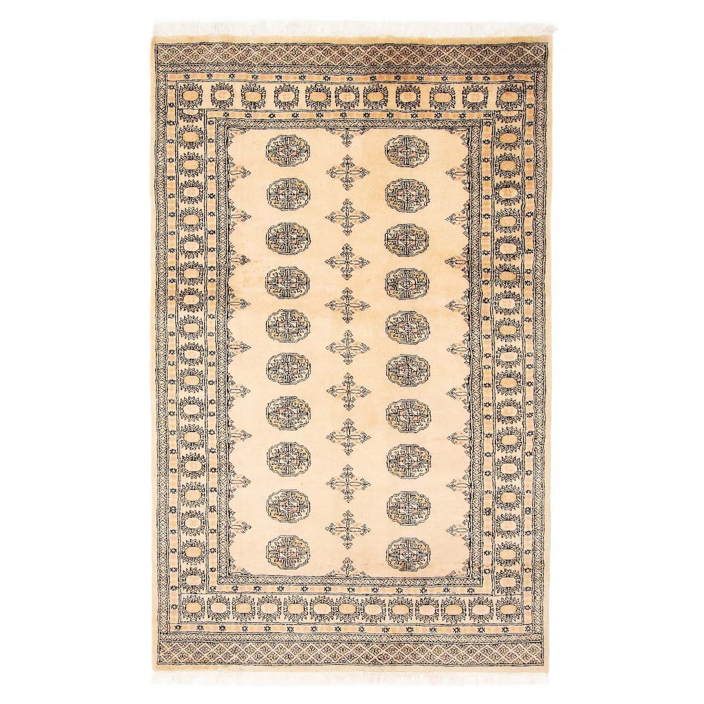 ECARPETGALLERY Hand-knotted Finest Peshawar Bokhara Beige Wool Rug - 4'2 x 6'7