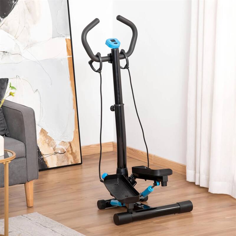 Portable Stair Stepper Machine with Removable Resistance Bands LCD Screen Full Body Cardio Workout Adjustable Handlebar