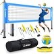 preview thumbnail 2 of 16, Portable Professional Volleyball Net Set with Adjustable Height Aluminum Poles for Outdoor Backyard Beach Blue