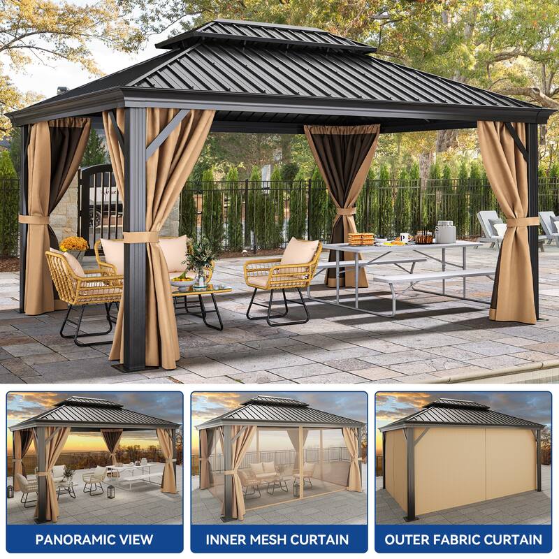 Outdoor Metal Hardtop Patio Gazebo