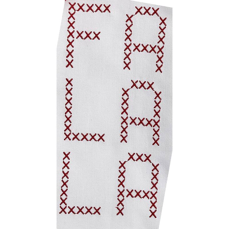 Ho Ho Ho & Fa La La White Red Embroidered Cross Stitch Design Set of 2 Cotton Guest Towels , 22L x 16.0W