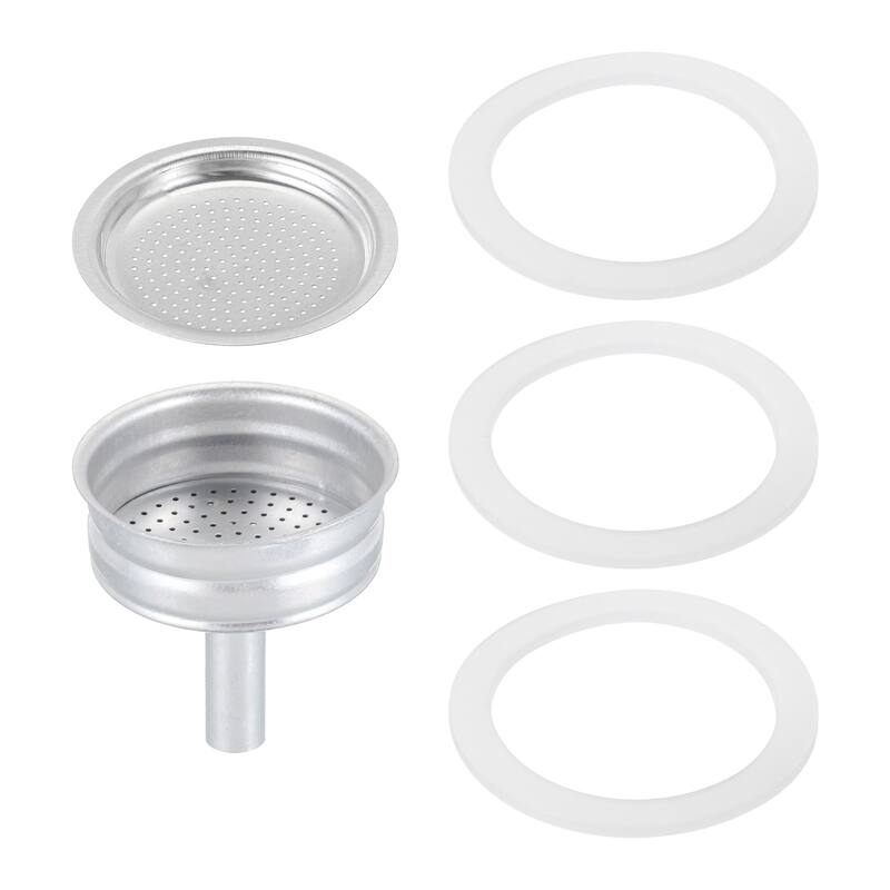 Aluminium Filter Replacement 50x40x5.5mm for 2-Cup Use Mocha Coffee Maker Pot - Silver