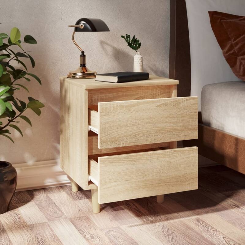 vidaXL Bed Cabinet Set of 2 Engineered wood, solid pinewood Small