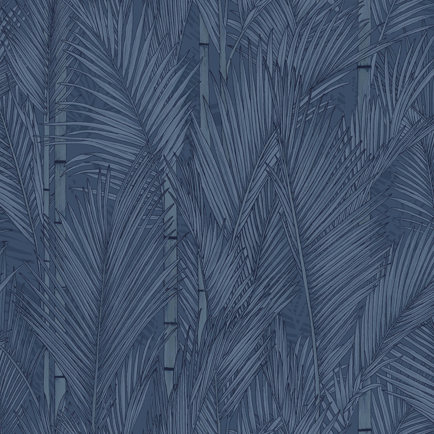 RoomMates Navy Swaying Fronds Peel and Stick Wallpaper