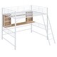 preview thumbnail 9 of 24, Full Size Loft Bed Metal Frame with Desk and Shelf,Loft Bed with Ladder,With Desk And Bookshelf,White