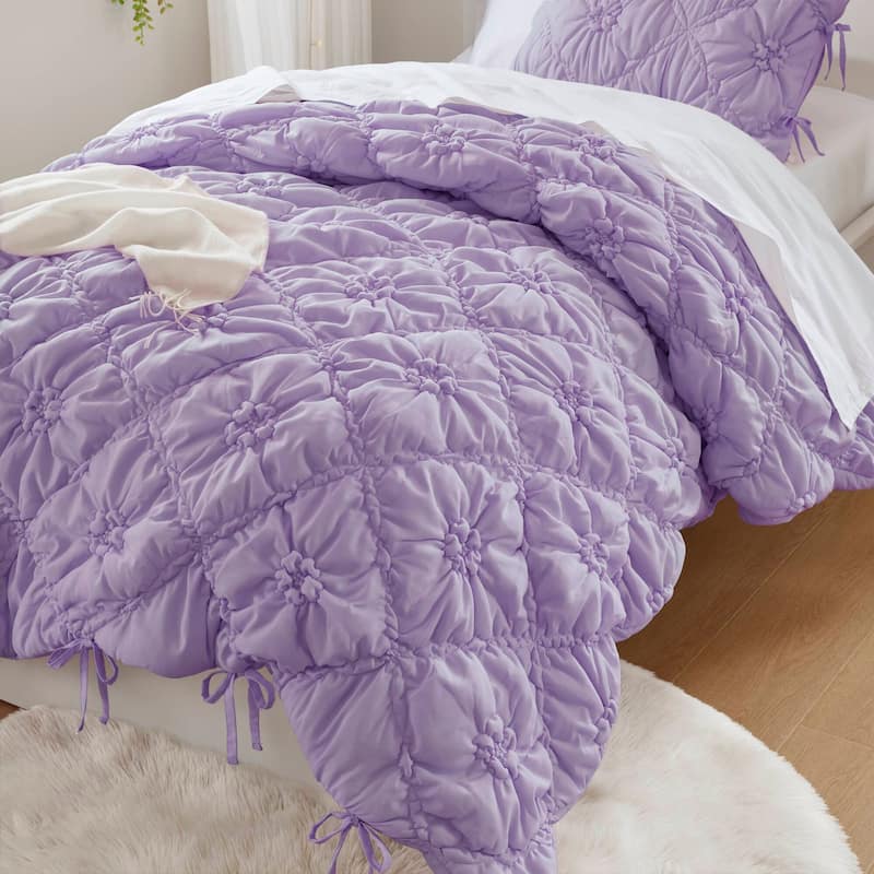 Rossetta 2-Piece Twin Size Extured Floral Cozy Puffy Design Comforter Set