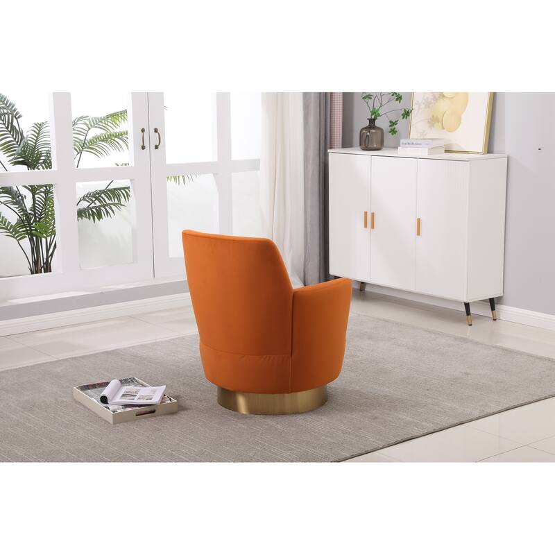Swivel Accent Chairs Armchair for Living Room, Reading Chairs , Round Barrel Chairs with Gold Stainless Steel Base