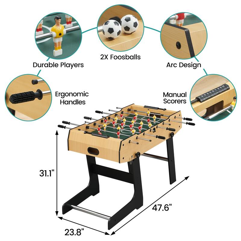 Playoff 48-inch Foosball Table Soccer Game for Kids and Adults - 47.6"L x 23.8"W x 31.1"H