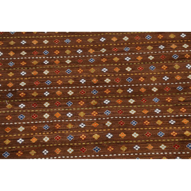 Brown Geometric Kazak Persian Living Room Area Rug Wool Hand-knotted - 6'9" x 9'9"