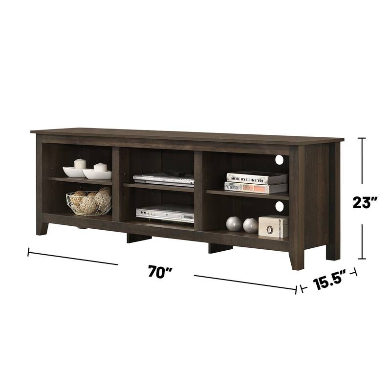 6 Open Shelves Rectangle TV Stand