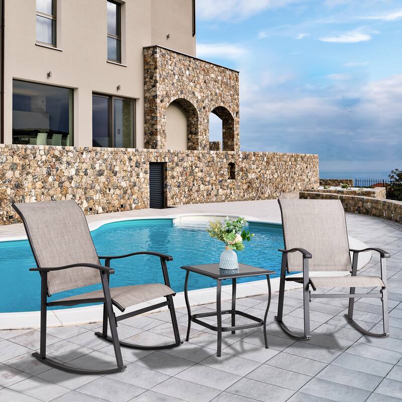 Futzca 3 Piece Outdoor Rocking Bistro Set, Patio Conversation Set