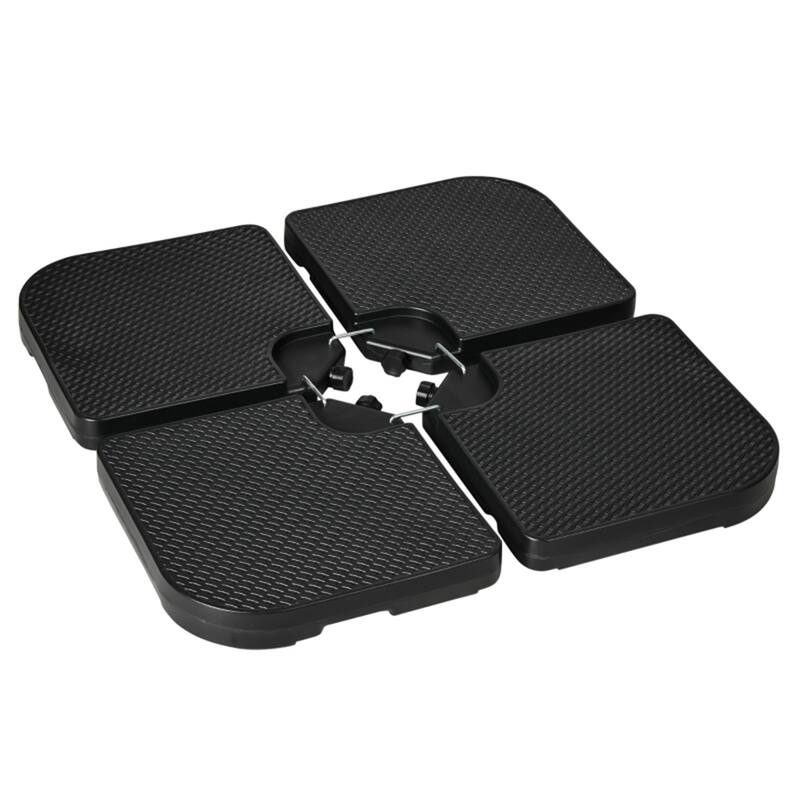 Outsunny 4-Piece HDPE Cantilever Umbrella Weight Set, Wicker-Top, Stackable, Water/Sand Fillable - 39.25" L x 39.25" W x 3.25" H