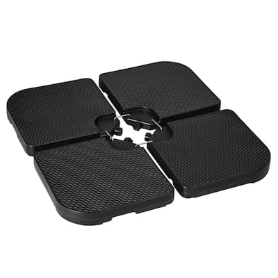 Outsunny 4-Piece HDPE Cantilever Umbrella Weight Set, Wicker-Top, Stackable, Water/Sand Fillable - 39.25" L x 39.25" W x 3.25" H