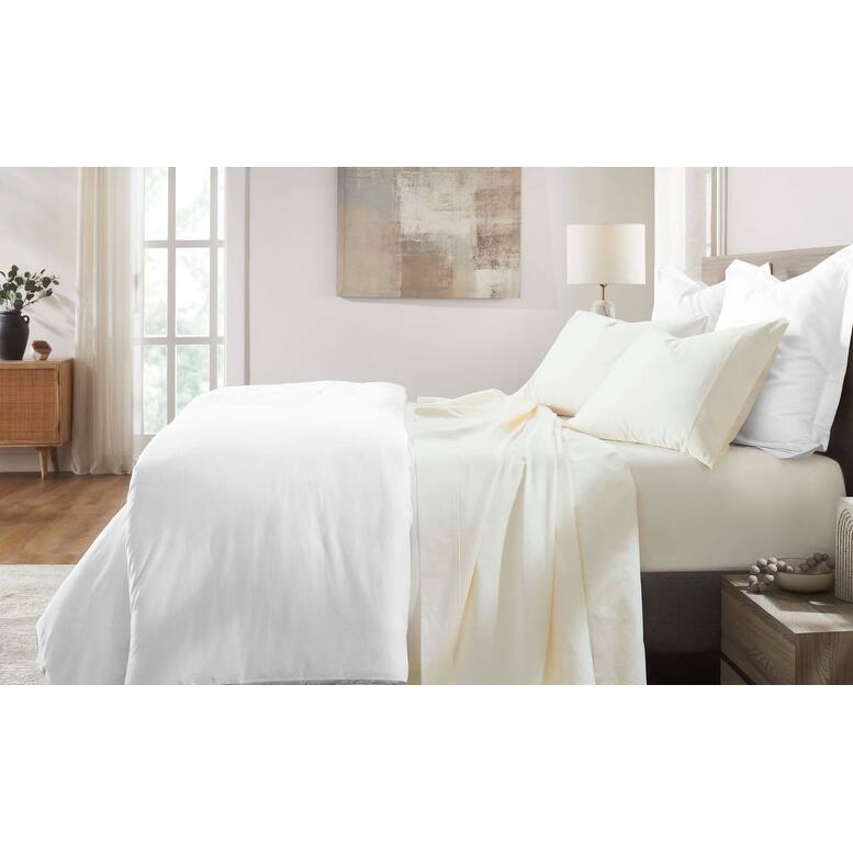 Blue Nile Mills 700TC Cotton Sateen Deep Pocket Solid Bed Sheet Set