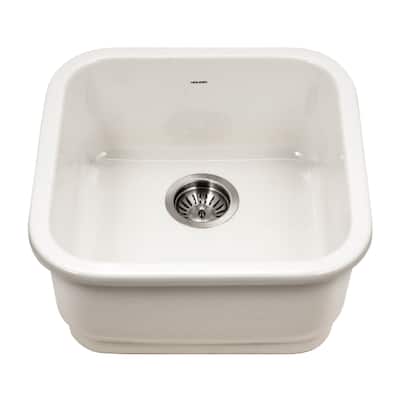 Houzer Platus 18-7/8" Undermount Single Basin Fireclay Bar Sink