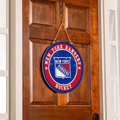 New York Rangers Wooden Door Decor Wall Sign - Multi-Color