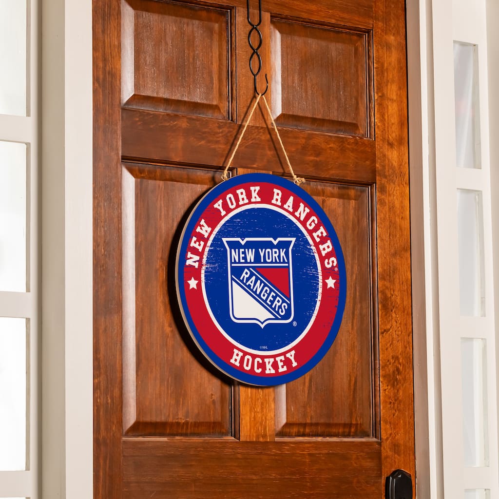 New York Rangers Wooden Door Decor Wall Sign - Multi-Color