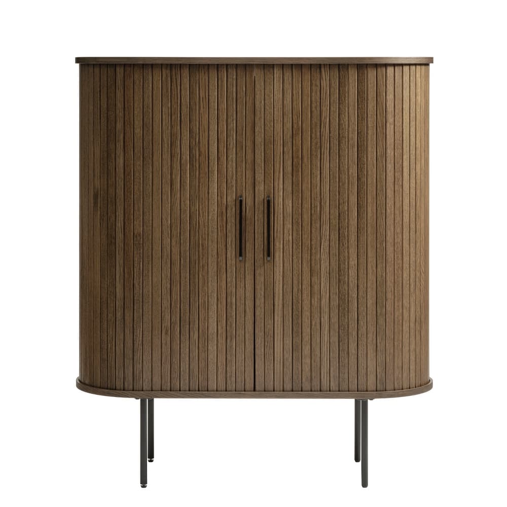 Rye Studio Nicola Mid-Century Modern Rounded Sliding Door Cabinet 39"