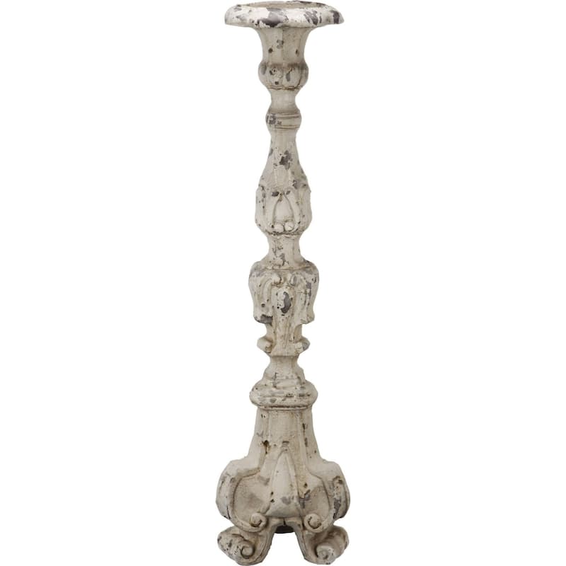 Vintage Style Weathered Magnesia Pillar Candle Holder - 27.5"