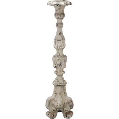 Vintage Style Weathered Magnesia Pillar Candle Holder - 27.5"
