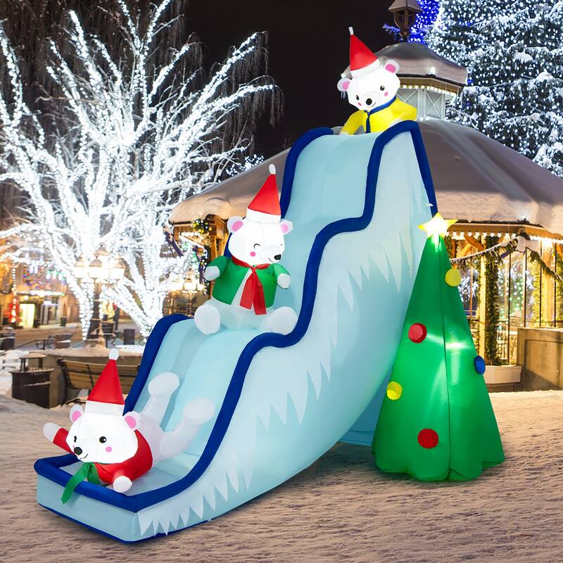 Costway 7.5FTInflatable Polar Bear Slide Scene Decoration, Blowup - See Details