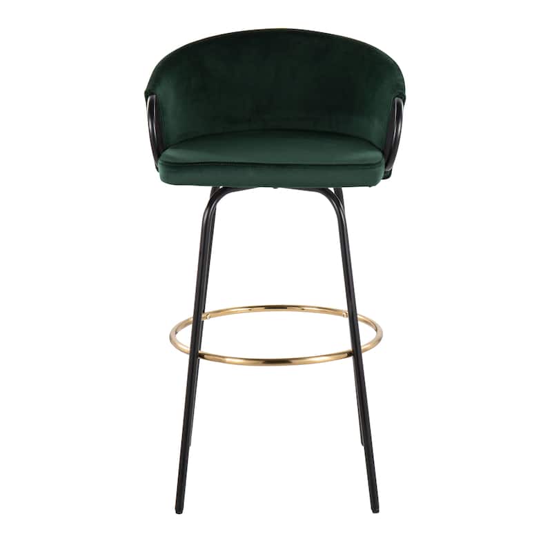 Silver Orchid Battista 30" Fixed-Height Bar Stool with Black Metal Legs & Round Footrest (Set of 2)