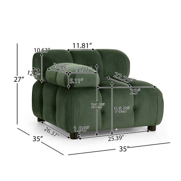 dimension image slide 6 of 8, Hennepin Velvet 3 Seater Modular Tufted Sofa by Christopher Knight Home