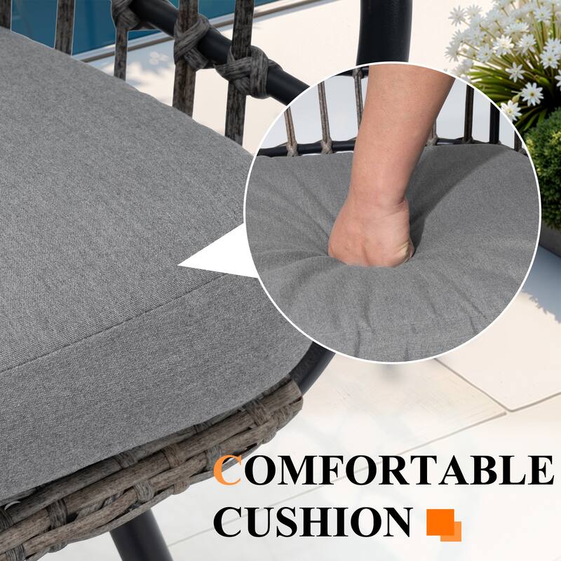 9-Piece Outdoor Patio Dining Set Wood-Like Table Top Alumium Umbrella Hole Table with PE Rattan Chairs