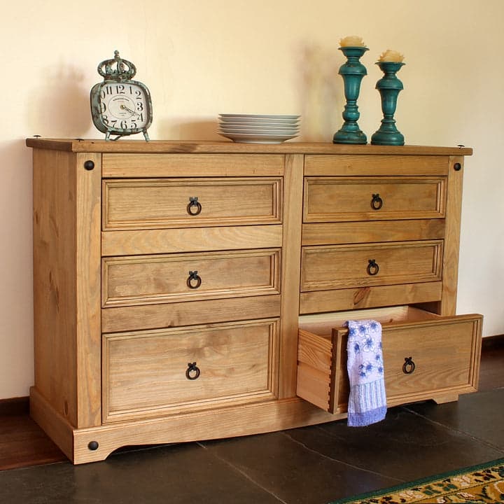 Wood Dresser 3+3 Drawers Chest Corona Collection | Furniture Dash