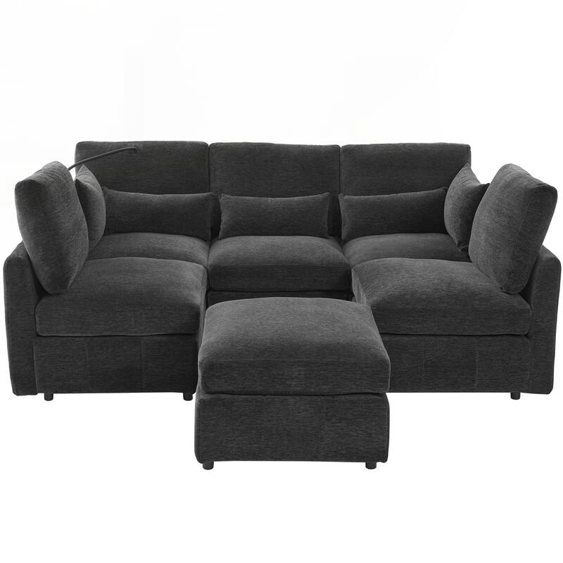 Modern Sectional Sofa Modular Sofa 85.4" U-shaped Sofa Couch Sofa Bed L-shaped Sofa with a Movable Ottoman