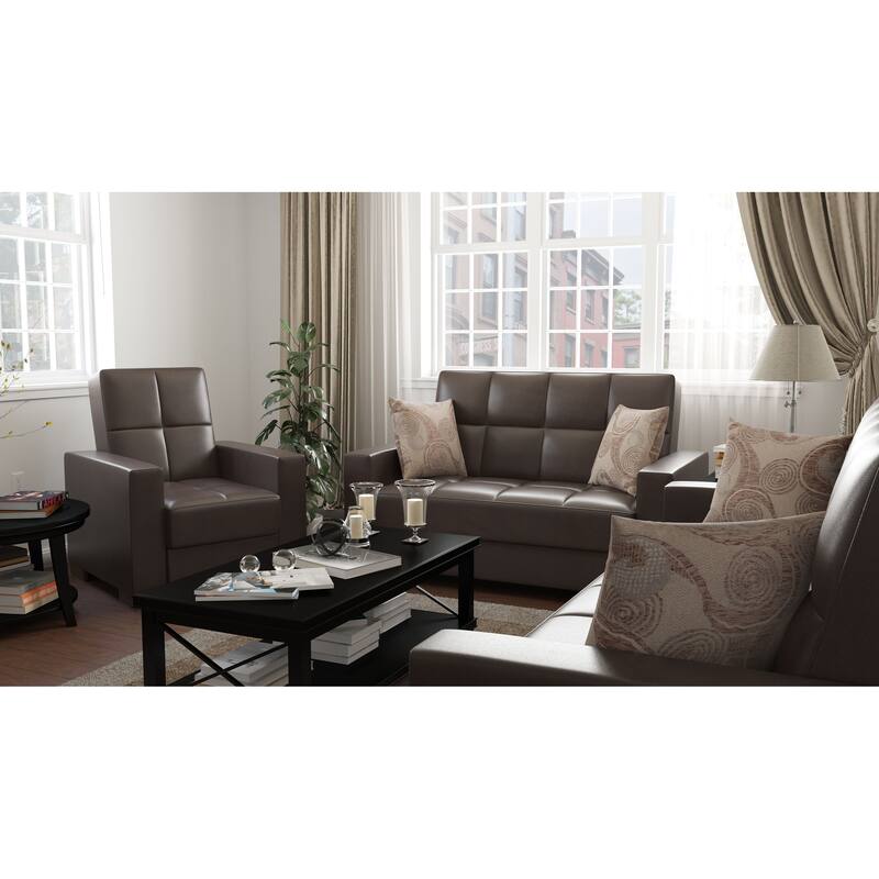 Collection Upholstered Convertible Loveseat With Storage