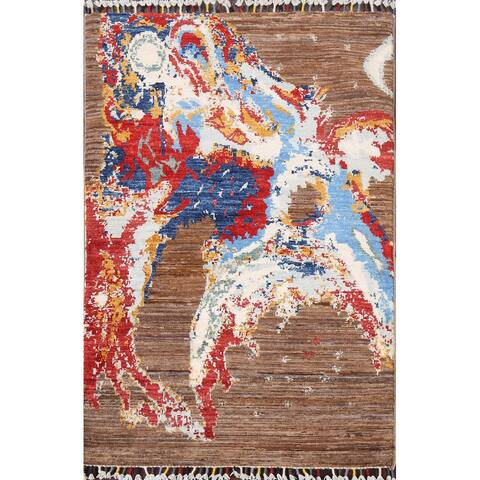 Abstract Oriental Home Decor Area Rug Wool Hand-knotted Foyer Carpet - 2'9" x 4'0"