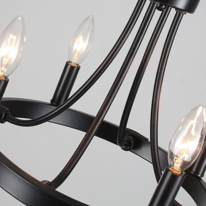 4-Light 12.99 in. Wagon Wheel Chandelier for Living Room Kitchen