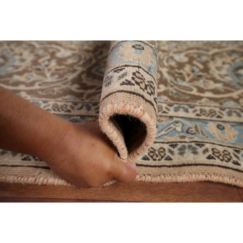 Traditional Mashad Vintage Persian Large Rug Handmade Pink Wool Carpet - 10'0" x 16'2"