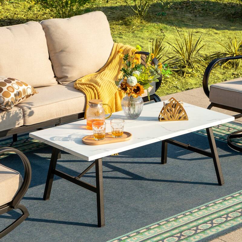 MAISON ARTS 5/7/9-Seat Patio Conversation Set, Outdoor Sofa Set with Single Sofa Chairs, 3-Seater Sofa, Ottoman and Coffee Table