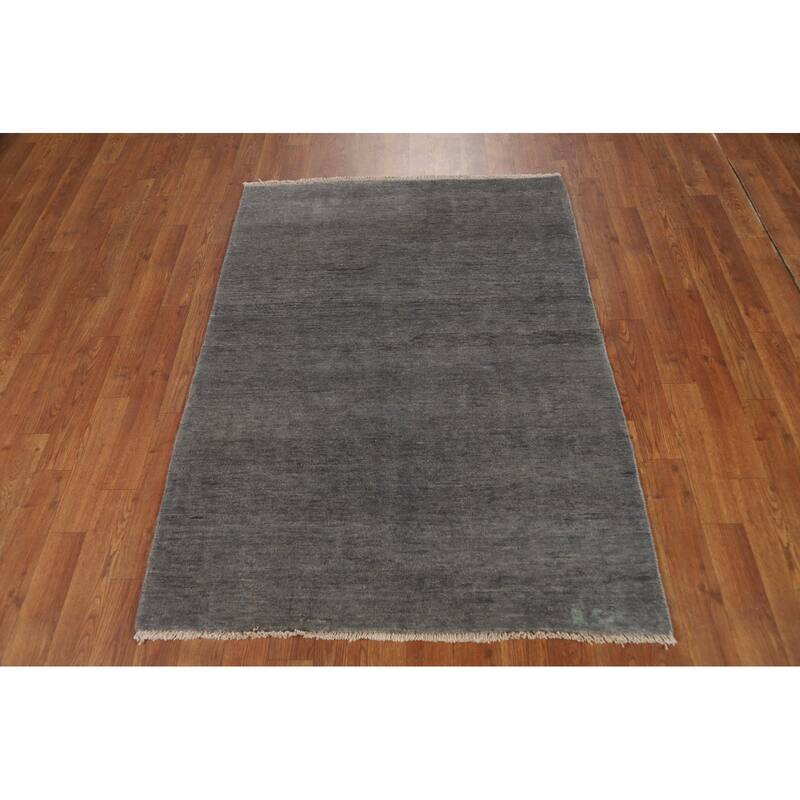 Modern Gray Gabbeh Oriental Foyer Rug Handmade Wool Carpet - 3'3"x 4'6"