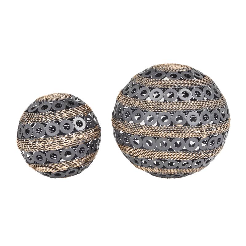 Grey Metal Industrial Sculpture (Set of 2) - S/2 8", 6"W