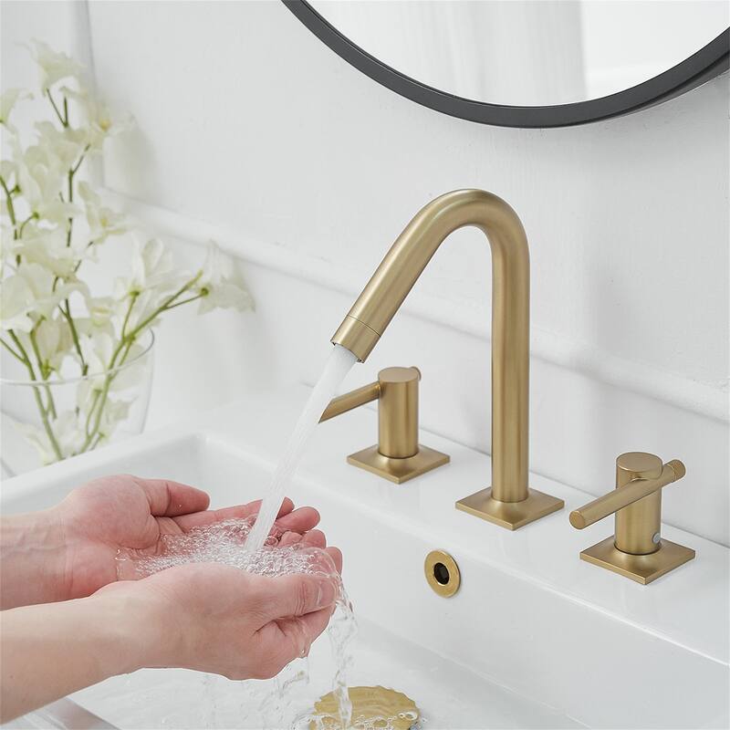 8 Inch Widespread Bathroom Sink Faucet with Drain Assembly Brass Modern 3 Hole Bathroom Basin Vanity Faucets