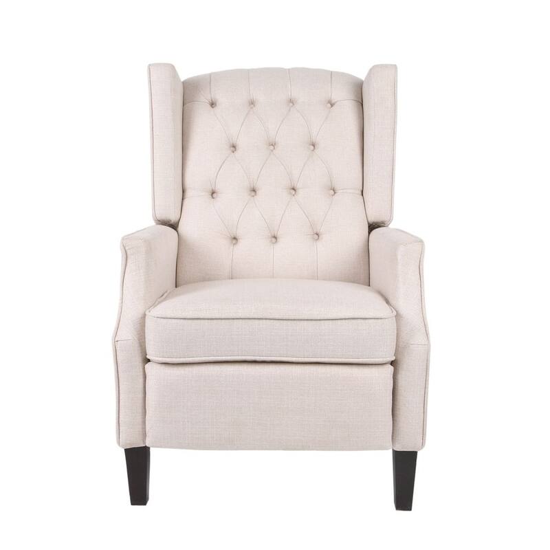 Modern Fabric Recliner with Wingback Design and Tufted Upholstery by Christopher Knight Home