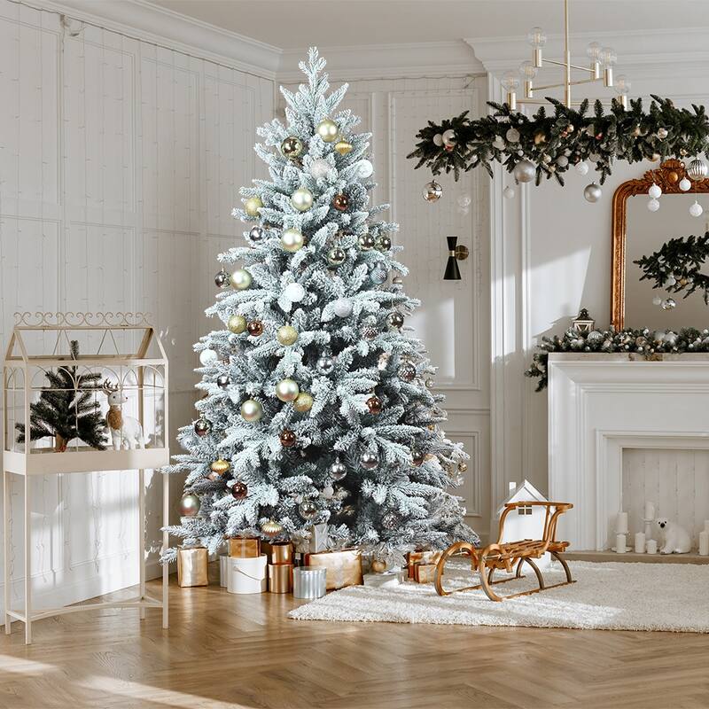 PE/PVC Fireproof Artificial Christmas Tree - 7 Foot/White