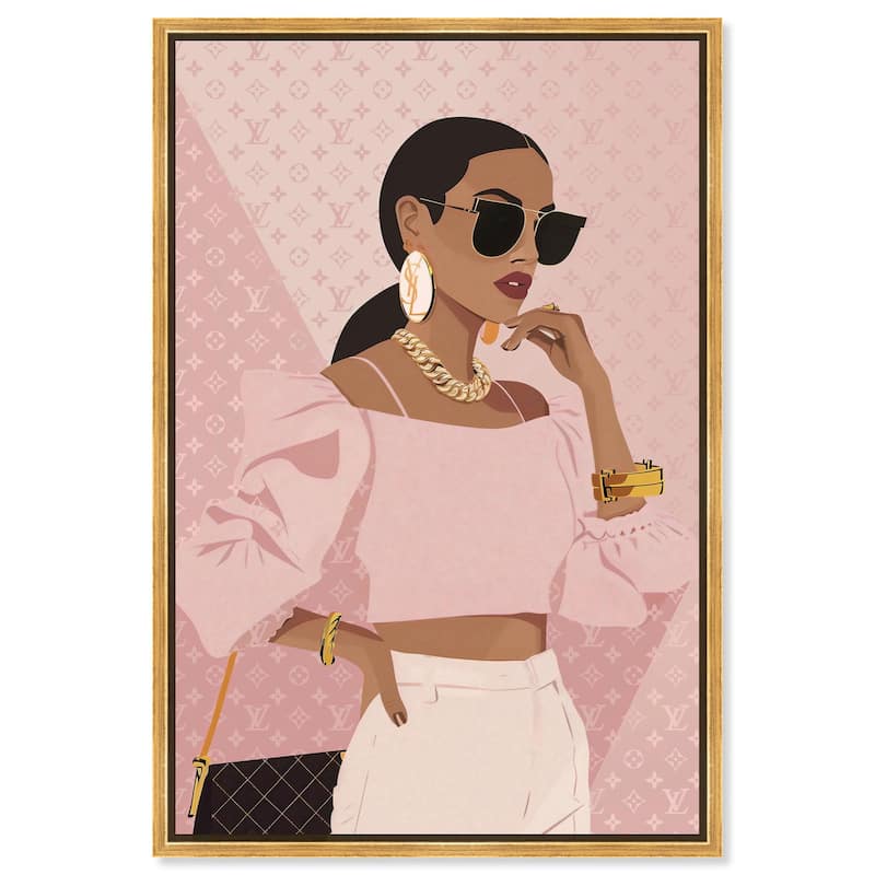Simple Pink Look Canvas by Art Remedy - Gold - 36" x 54"